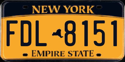 NY license plate FDL8151