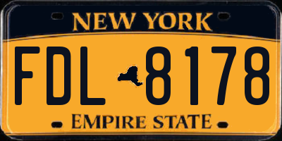 NY license plate FDL8178