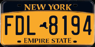 NY license plate FDL8194