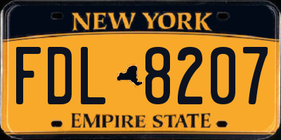 NY license plate FDL8207