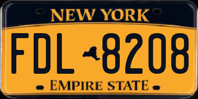 NY license plate FDL8208