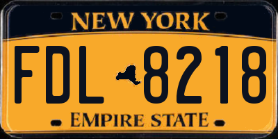 NY license plate FDL8218