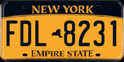 NY license plate FDL8231