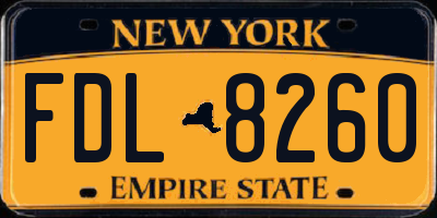 NY license plate FDL8260