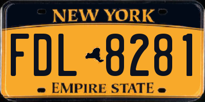 NY license plate FDL8281