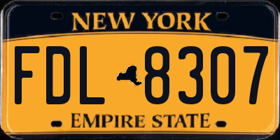 NY license plate FDL8307