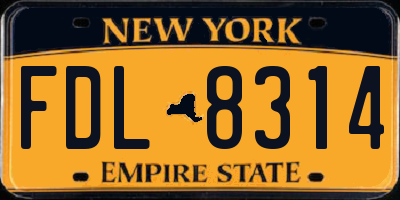 NY license plate FDL8314