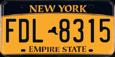 NY license plate FDL8315