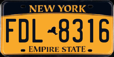 NY license plate FDL8316