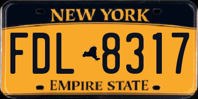 NY license plate FDL8317