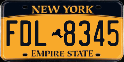 NY license plate FDL8345