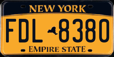 NY license plate FDL8380