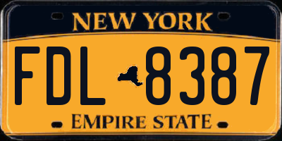 NY license plate FDL8387