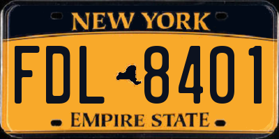 NY license plate FDL8401
