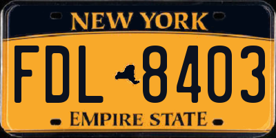 NY license plate FDL8403