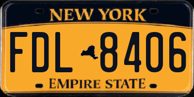 NY license plate FDL8406