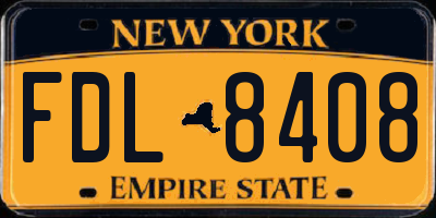 NY license plate FDL8408
