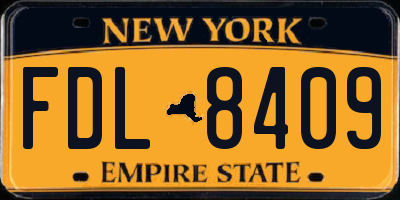 NY license plate FDL8409
