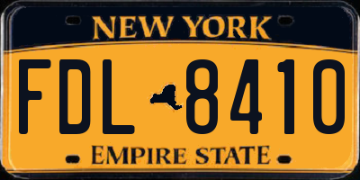 NY license plate FDL8410
