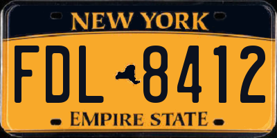 NY license plate FDL8412