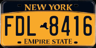 NY license plate FDL8416