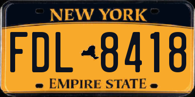 NY license plate FDL8418