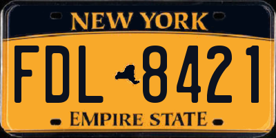 NY license plate FDL8421