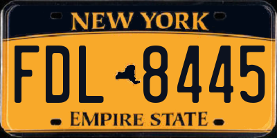 NY license plate FDL8445