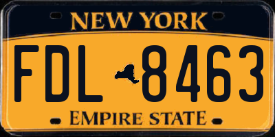 NY license plate FDL8463