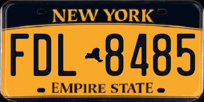 NY license plate FDL8485