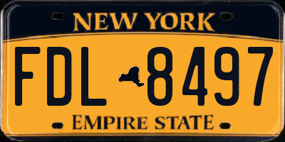 NY license plate FDL8497