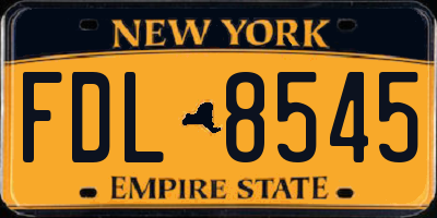 NY license plate FDL8545