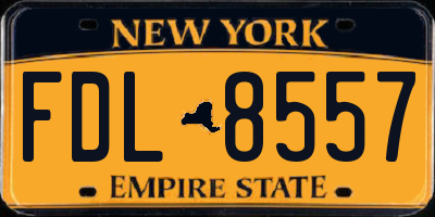 NY license plate FDL8557