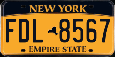 NY license plate FDL8567