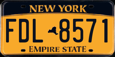 NY license plate FDL8571