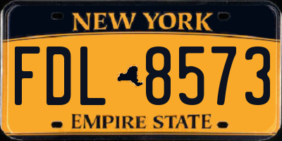 NY license plate FDL8573
