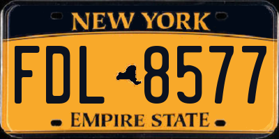 NY license plate FDL8577