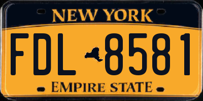 NY license plate FDL8581