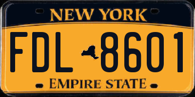 NY license plate FDL8601