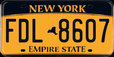 NY license plate FDL8607