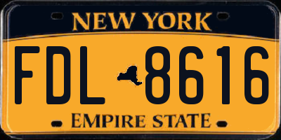 NY license plate FDL8616