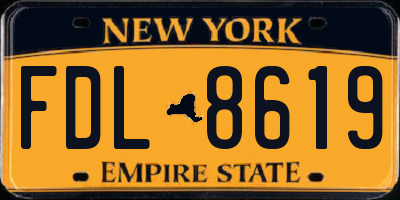 NY license plate FDL8619