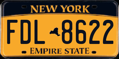 NY license plate FDL8622