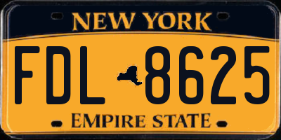 NY license plate FDL8625