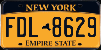 NY license plate FDL8629