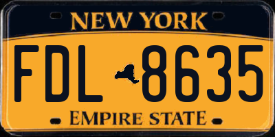 NY license plate FDL8635
