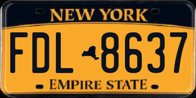 NY license plate FDL8637