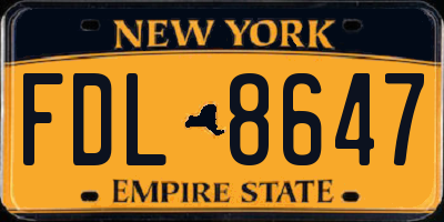 NY license plate FDL8647