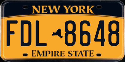 NY license plate FDL8648
