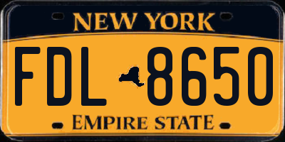 NY license plate FDL8650